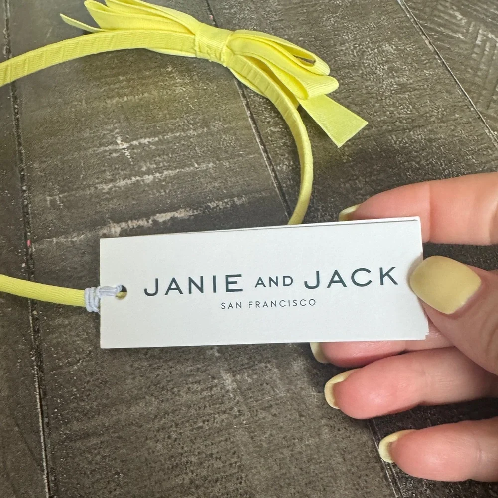 JANIE AND JACK NWT 3 Piece Headband Set O/S Nautical‎ Checkers Yellow